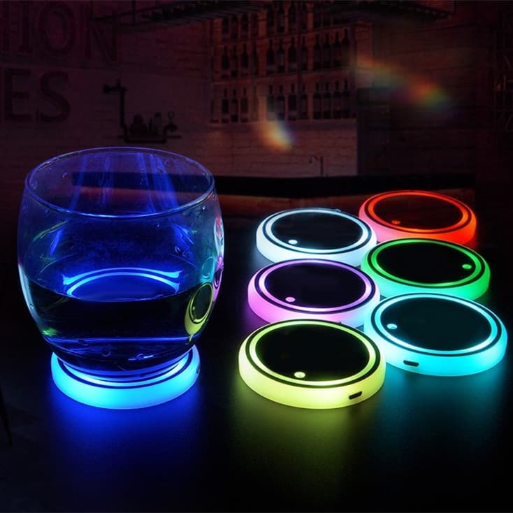 Posavasos LED con carga USB